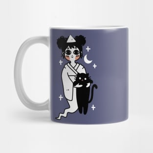 Kawaii Design “Ghost Girl with Cat“ | Cute Handmade Illustration | Cat Lover Gift | By Atelier Serakara Mug